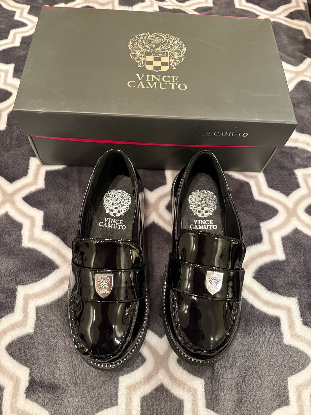 Vince Camuto Kid’s Black Patent Leather Loafers